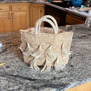 & Other Stories Beige Woven Tote with Fringe